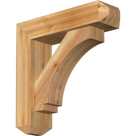 Ekena Millwork Imperial Craftsman Rough Sawn Bracket w/ Offset Brace, Western Red Cedar, 6"W x 22"D x 22"H BKT0604X22X22IMP04RWR
